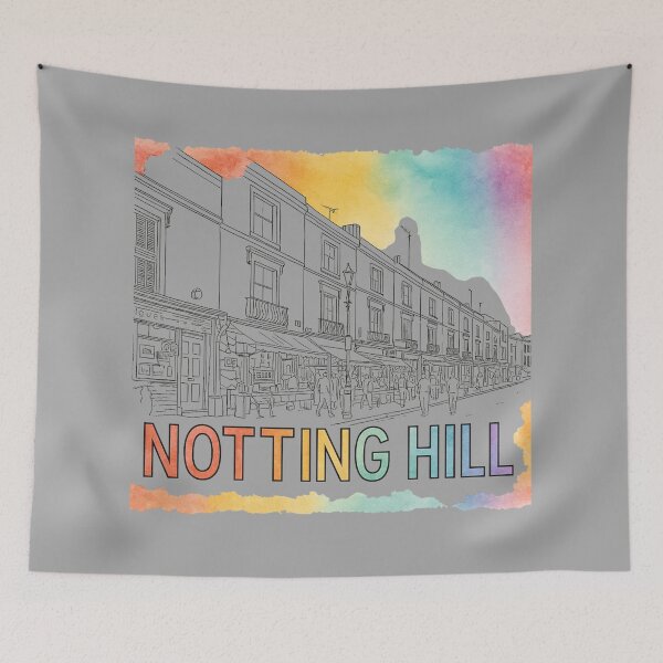 Item preview, Notting Hill London – Colorful Street Typography Art designed and sold by IsyLaneDesign.