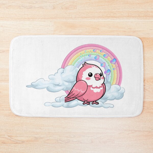 Item preview, Sweet Pink Songbird - Cute Bird on Clouds with Pastel Rainbow designed and sold by Love3Happy.