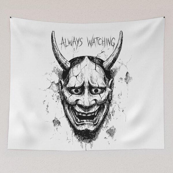Item preview, Wall Watcher - Japanese Oni Mask designed and sold by bapupa.