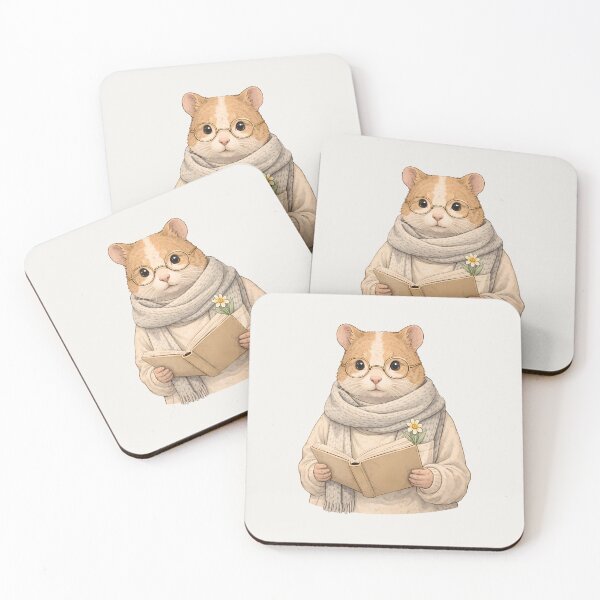 Item preview, Quiet Hamster with Book Illustration designed and sold by Ombrya.