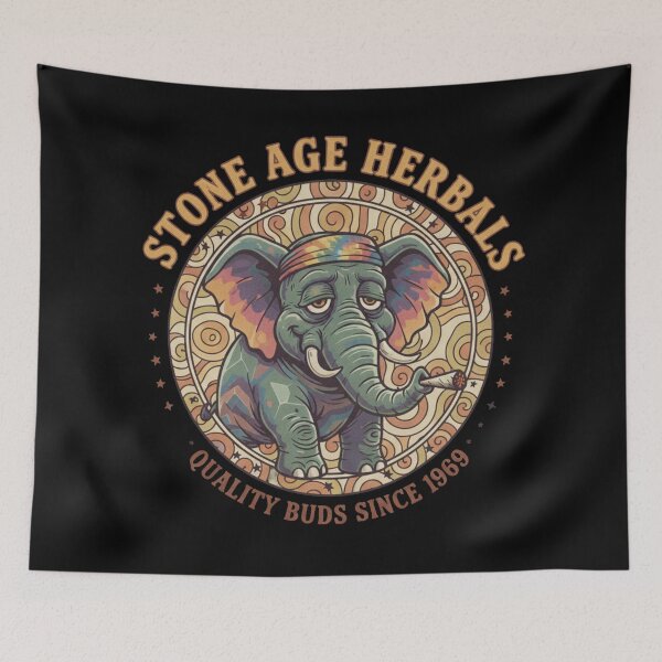 Item preview, Vintage Retro Stoned Elephant - Psychedelic 70s Aesthetic Logo designed and sold by TSE DESIGN.