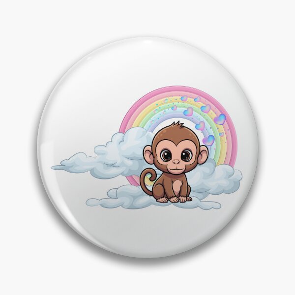 Item preview, Friendly Monkey - Cute Brown Monkey with Rainbow and Hearts designed and sold by Love3Happy.