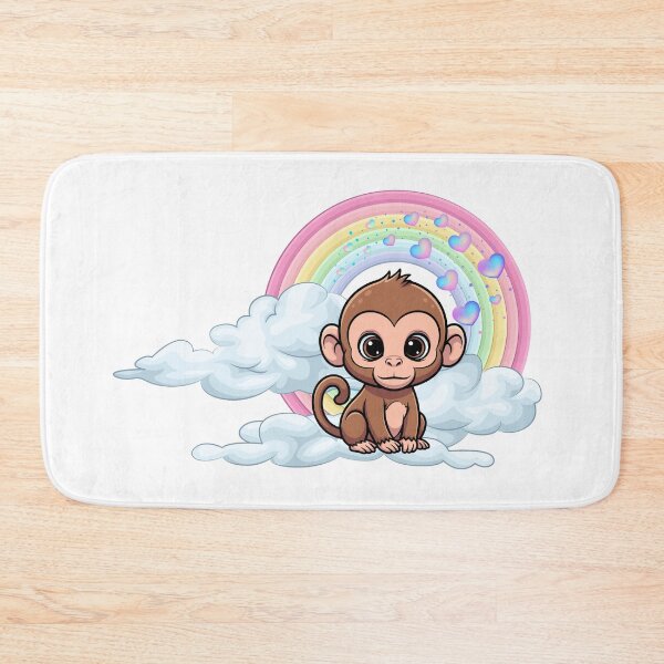 Item preview, Friendly Monkey - Cute Brown Monkey with Rainbow and Hearts designed and sold by Love3Happy.