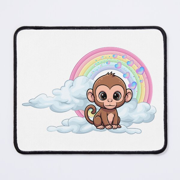 Item preview, Friendly Monkey - Cute Brown Monkey with Rainbow and Hearts designed and sold by Love3Happy.