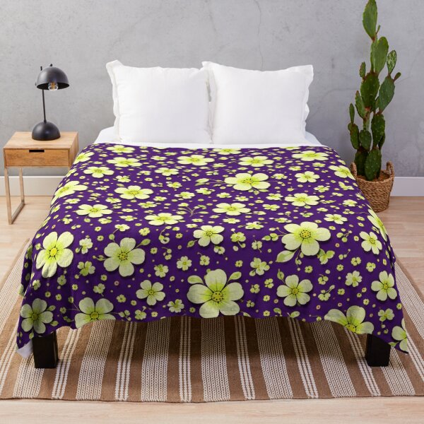 Item preview, Retro Floral Pattern with Small Light Green Flowers on Purple Background – AI Generated Art designed and sold by Cleora Art .