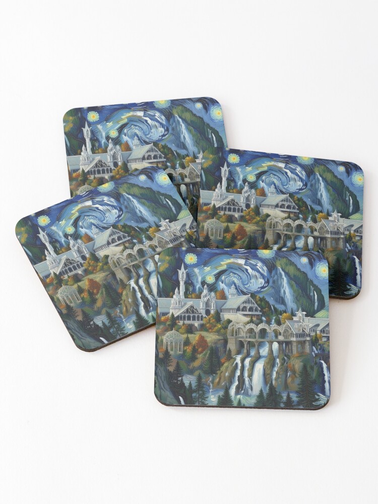 Thumbnail 1 of 5, Coasters (Set of 4), More-Starry Rivendell designed and sold by VanGeek90.