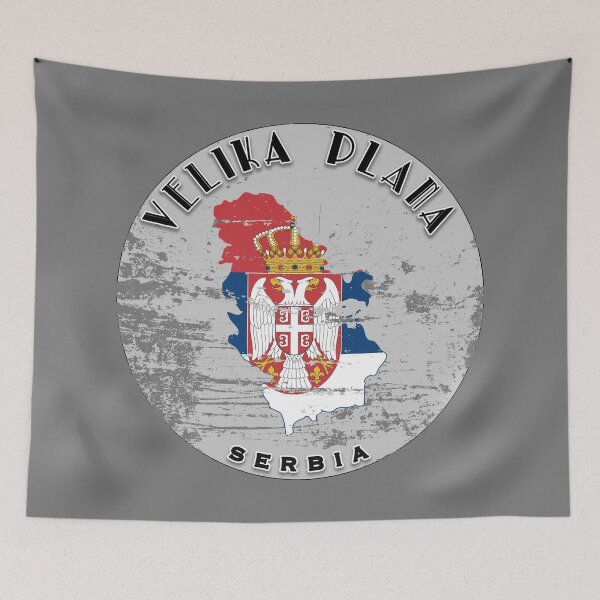 Item preview, Velika Plana Serbia Flag Worn  designed and sold by World Designs.