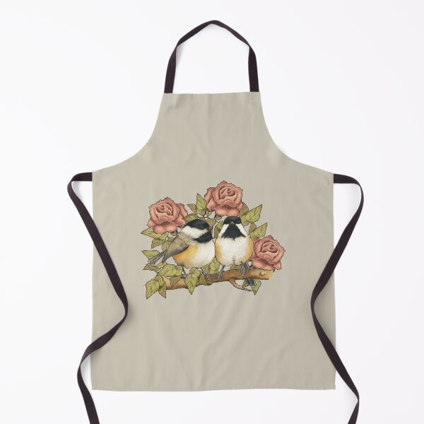 Item preview, Chickadee Birds Couple, Dusty Pink Roses, Wildlife, Vintage Look designed and sold by JoyfulWhimsy.