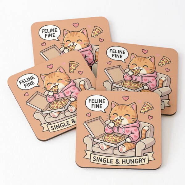 Item preview, Funny Single & Hungry Cat with Pizza - Anti-Valentine  designed and sold by MythoWorldddd.