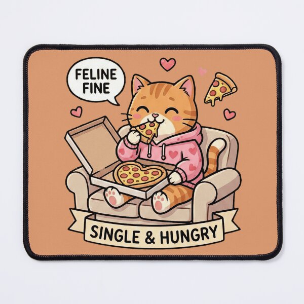 Item preview, Funny Single & Hungry Cat with Pizza - Anti-Valentine  designed and sold by MythoWorldddd.