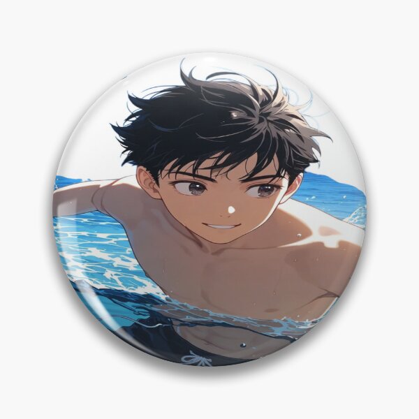 Item preview, Anime Swimmer Boy Action Pose Sticker | Summer Water Sports Aesthetic T-Shirt Design designed and sold by Sushikidsntod.