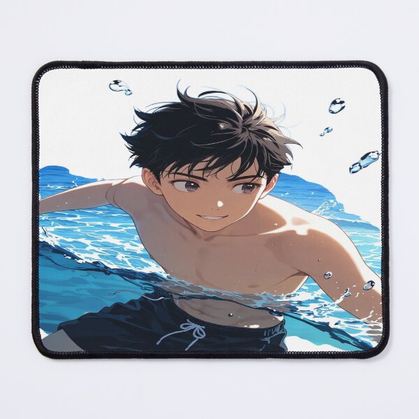 Item preview, Anime Swimmer Boy Action Pose Sticker | Summer Water Sports Aesthetic T-Shirt Design designed and sold by Sushikidsntod.