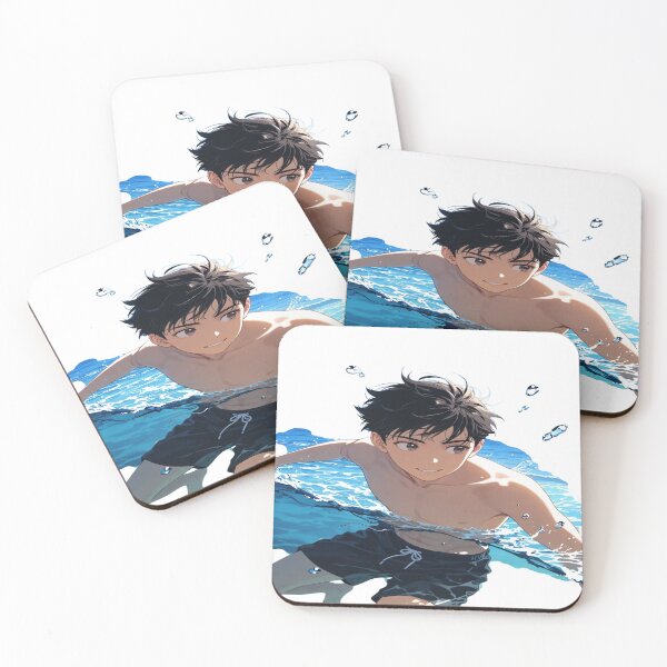 Item preview, Anime Swimmer Boy Action Pose Sticker | Summer Water Sports Aesthetic T-Shirt Design designed and sold by Sushikidsntod.
