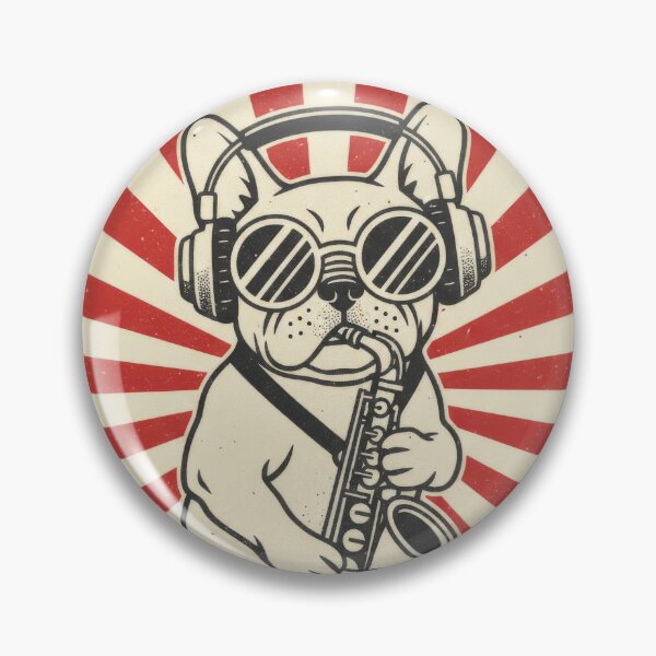 Item preview, Groovy Pooch Saxophone Frenchie Retro Art designed and sold by seven things shop.