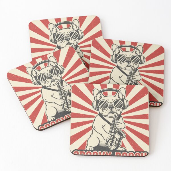 Item preview, Groovy Pooch Saxophone Frenchie Retro Art designed and sold by seven things shop.