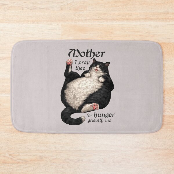 Item preview, Tuxedo Cat Mom Funny Hungry Round Cat Meme Shirt BLACK FONT designed and sold by Ineli.