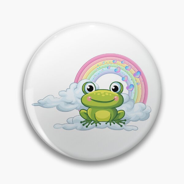 Item preview, Joyful Frog - Cute Green Frog on Cloud with Rainbow Hearts designed and sold by Love3Happy.