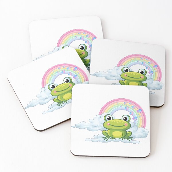 Item preview, Joyful Frog - Cute Green Frog on Cloud with Rainbow Hearts designed and sold by Love3Happy.