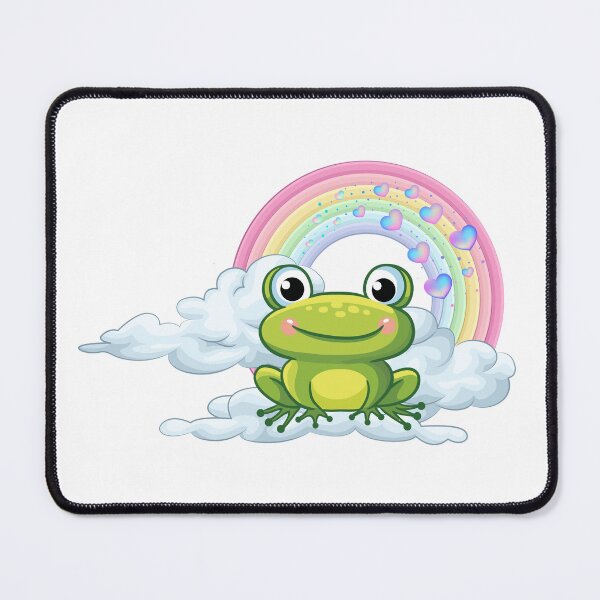 Item preview, Joyful Frog - Cute Green Frog on Cloud with Rainbow Hearts designed and sold by Love3Happy.