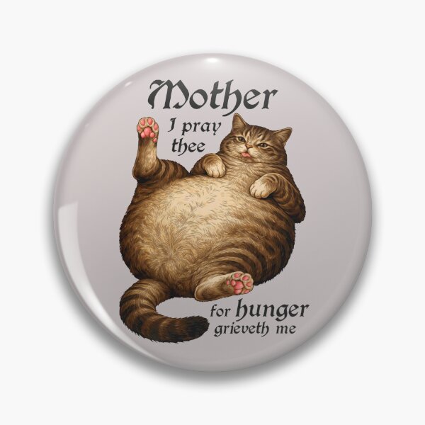 Item preview, Tabby Cat Mom Funny Hungry Round Cat Meme Shirt BLACK FONT designed and sold by Ineli.
