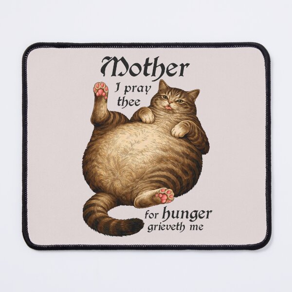 Item preview, Tabby Cat Mom Funny Hungry Round Cat Meme Shirt BLACK FONT designed and sold by Ineli.