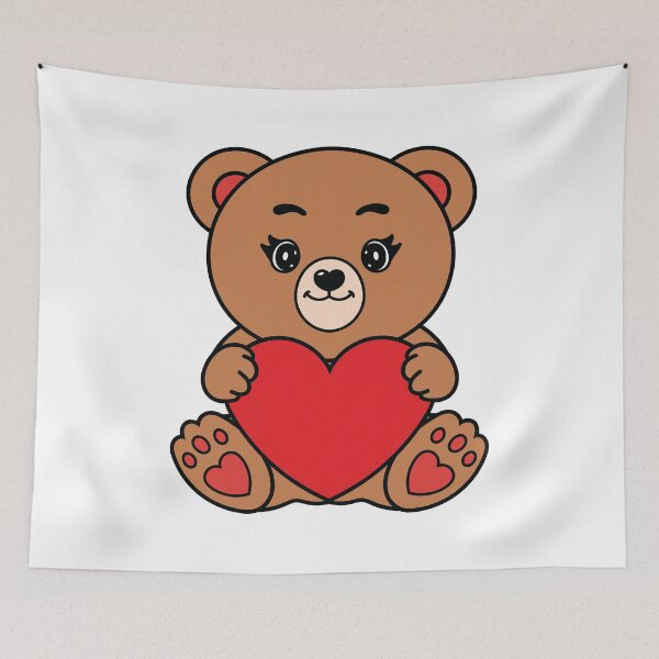 Item preview, Cute Teddy Bear Holding Heart – Sweet Valentine Bear Love designed and sold by MarshallStickerX.