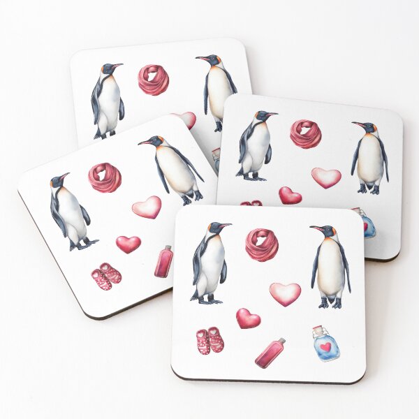 Item preview, Watercolor Penguin Valentine Clipart Set – Hearts, Scarf & Cozy Winter Love designed and sold by VikArt7.