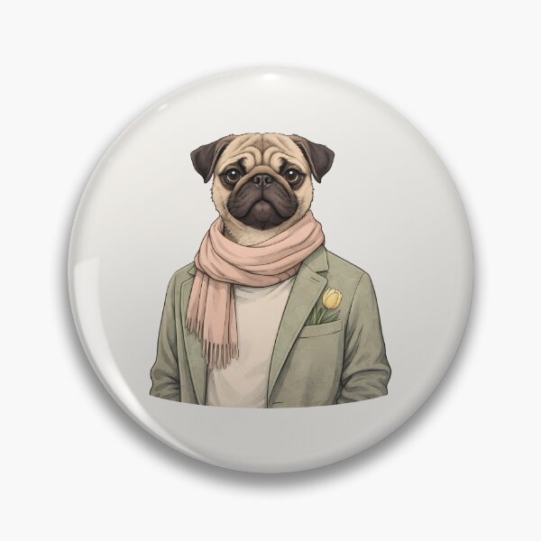 Item preview, Quiet Pug with Tulip Illustration designed and sold by Ombrya.