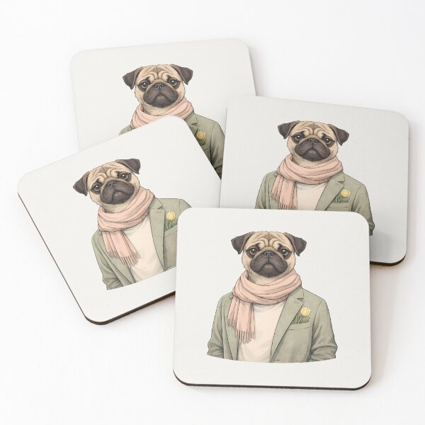 Item preview, Quiet Pug with Tulip Illustration designed and sold by Ombrya.