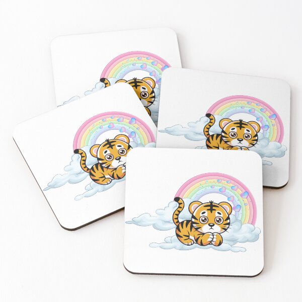 Item preview, Dreamy Tiger Cub - Cute Baby Tiger Sleeping on Rainbow Clouds designed and sold by Love3Happy.