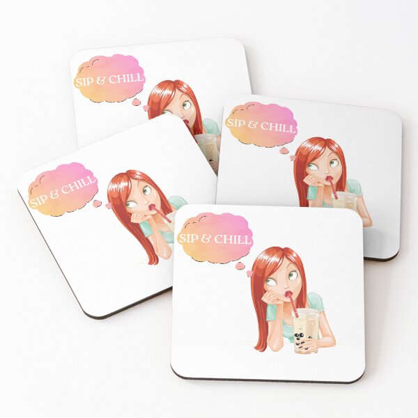 Item preview, Sip & Chill Aesthetic Bubble Tea Girl Illustration designed and sold by Bybtissam.