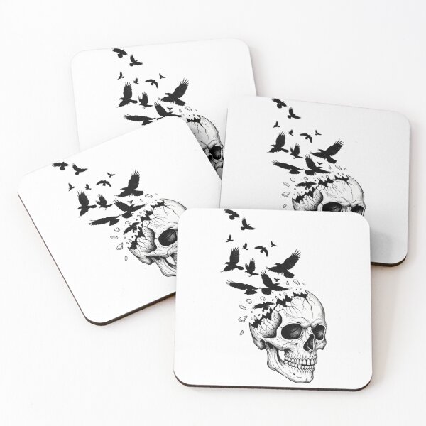 Item preview, Broken Skull with Crows Art | Gothic Dark Aesthetic | Horror Tattoo Design designed and sold by SkullVibe Collective.