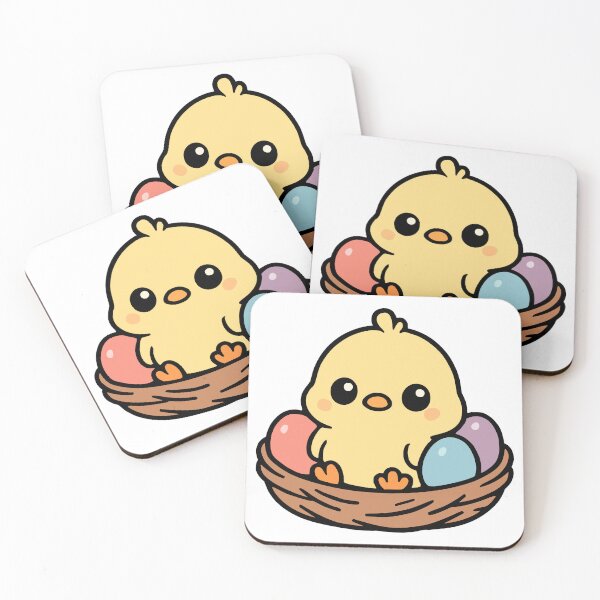 Item preview, Kawaii Easter Chick in Nest with Pastel Eggs designed and sold by FunFitLife Studio.