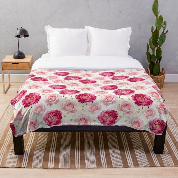 Item preview, Romantic Watercolor Pink Roses and Peonies Pattern designed and sold by Tripple A Creations.