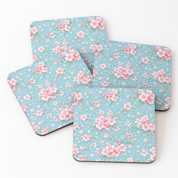 Item preview, Vintage Floral Pattern on Blue Background – Realistic Retro AI Art designed and sold by Cleora Art .