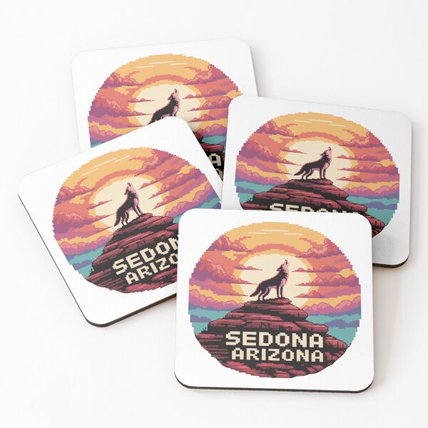 Item preview, Sedona Arizona Pixel Art Wolf Sunset designed and sold by CircinusStore.