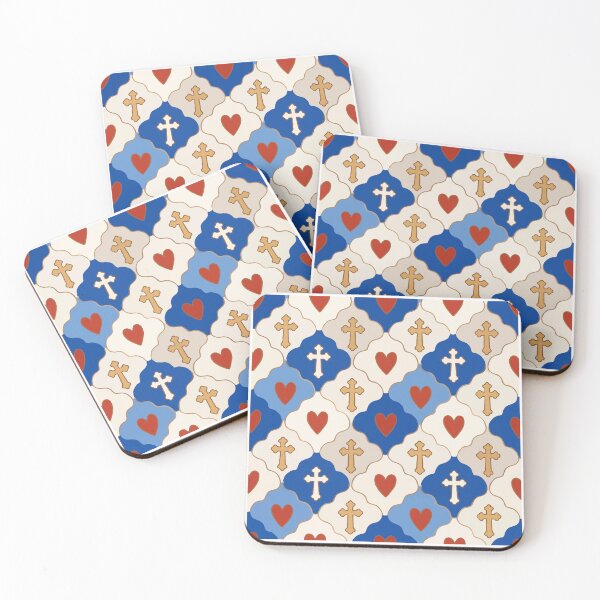 Item preview, Blue Red Faith Christian Love Heart Repeating Design Seamless Pattern designed and sold by FRH Design ⭐⭐⭐⭐⭐.