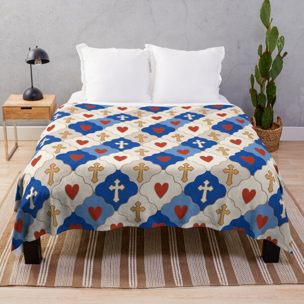 Item preview, Blue Red Faith Christian Love Heart Repeating Design Seamless Pattern designed and sold by FRH Design ⭐⭐⭐⭐⭐.