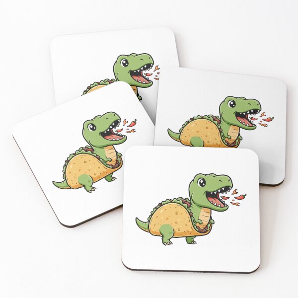 Item preview, Funny Cartoon T-Rex Taco Dinosaur Eating Hot Chili Vector Illustration designed and sold by DiNata.