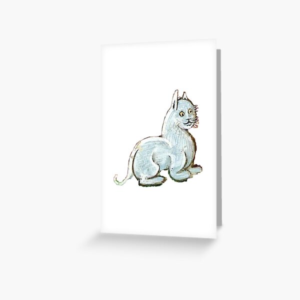 weird medieval painting cat Greeting Card
