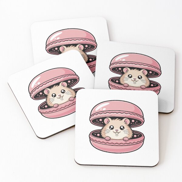 Item preview, Cute Kawaii Hamster in Pink Macaron Cookie Illustration designed and sold by DiNata.