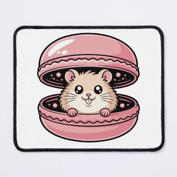 Item preview, Cute Kawaii Hamster in Pink Macaron Cookie Illustration designed and sold by DiNata.