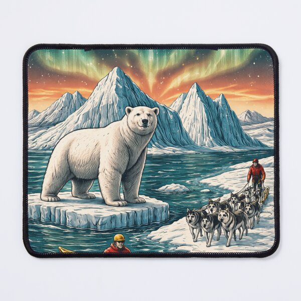 Item preview, Greenland Adventure - Vintage Arctic Travel Poster with Polar Bear & Northern Lights designed and sold by Patternomania.