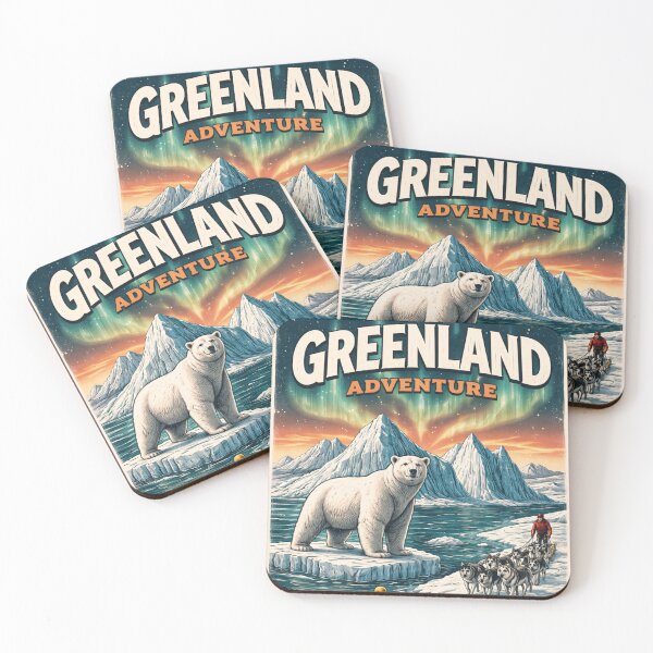 Item preview, Greenland Adventure - Vintage Arctic Travel Poster with Polar Bear & Northern Lights designed and sold by Patternomania.