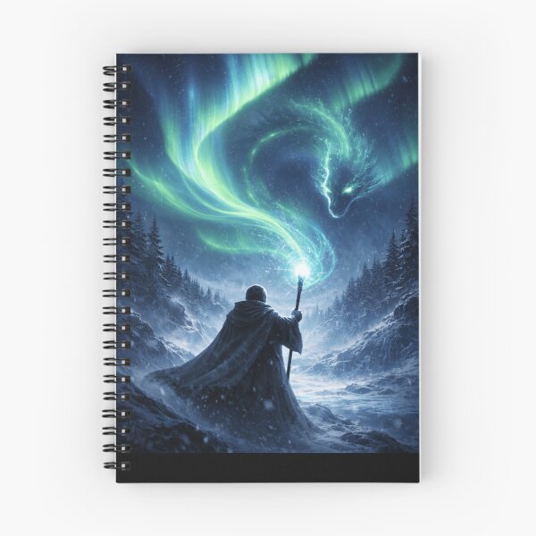 Aperçu de l'œuvre Aurora Serpent – Nordic Fantasy Wall Art créée et vendue par PixelStorage.
