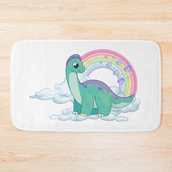 Item preview, Gentle Dinosaur - Cute Teal Brontosaurus on Clouds with Rainbow designed and sold by Love3Happy.