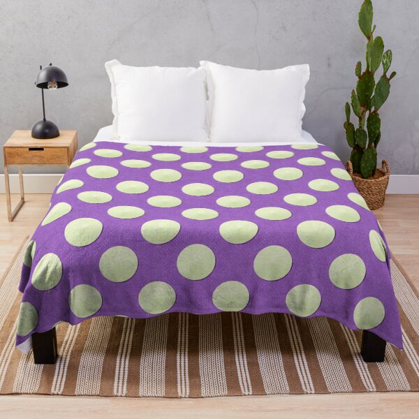 Item preview, Retro Polka Dot Pattern in Light Green on Purple Background – AI Generated Art designed and sold by Cleora Art .