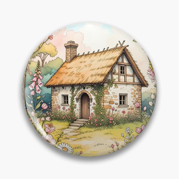 Item preview, Pastel Rose Cottagecore House Botanical Storybook Wall Art designed and sold by BorgSpareParts.