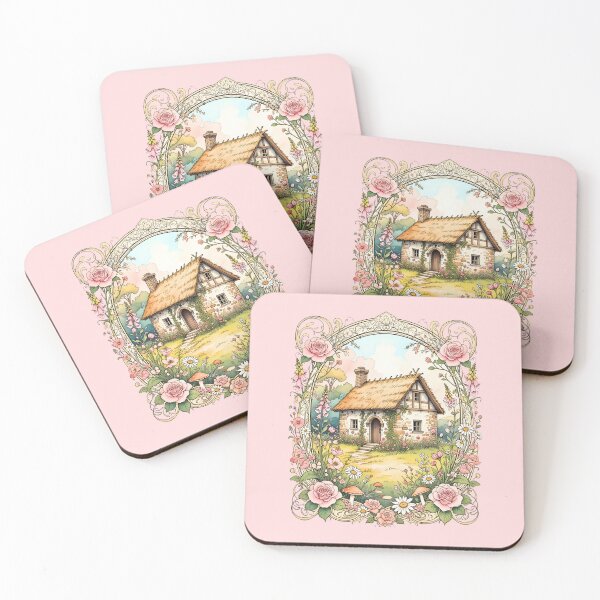Item preview, Pastel Rose Cottagecore House Botanical Storybook Wall Art designed and sold by BorgSpareParts.