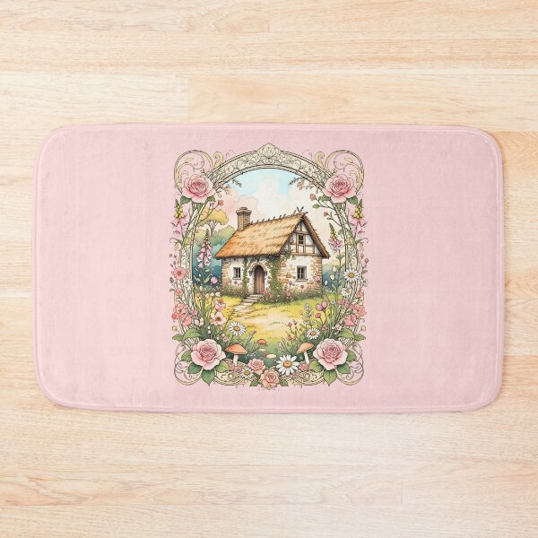 Item preview, Pastel Rose Cottagecore House Botanical Storybook Wall Art designed and sold by BorgSpareParts.
